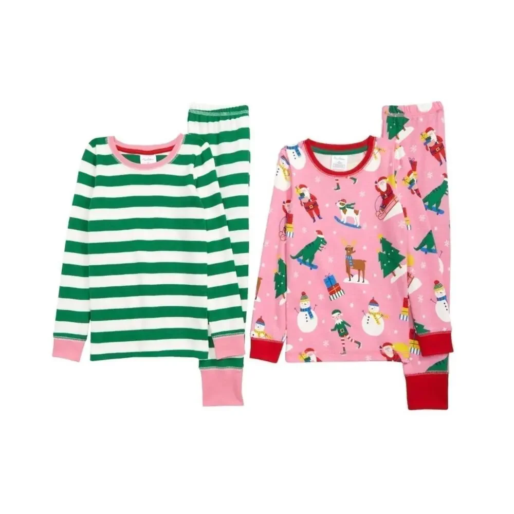 NWT❤️Mini Boden 2-Pack Assorted Two-Piece Fitted Pajamas sz8Y